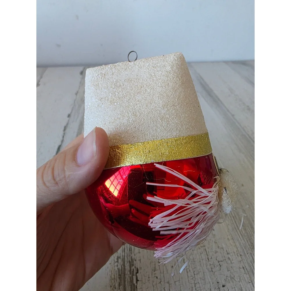 Vintage west germany? glass ornament dog paper mache Mica Xmas tree